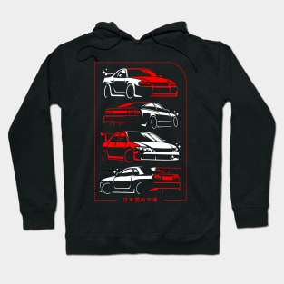 JDM cars on red Hoodie